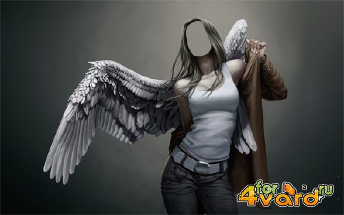  Красивый ангел с крыльями - Шаблон psd женский 