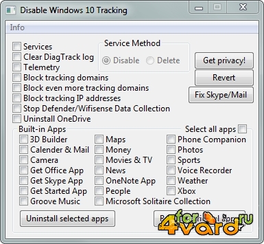 Disable Windows 10 Tracking 2.5.1 Portable