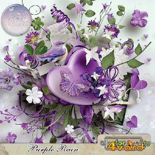 Цветочный скрап-набор - Фиолетовый дождь