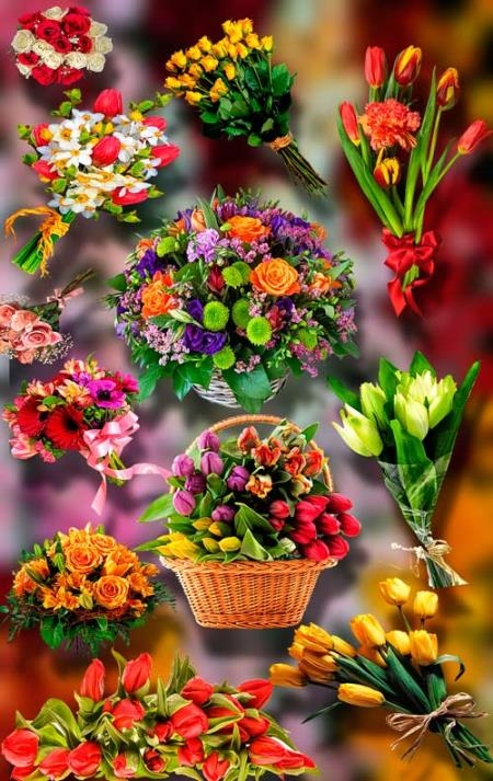 Клип-арты png - Букеты из цветов